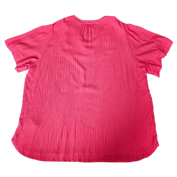 Well Worn Textured Hot Pink V-Neck Top Women's XXL Boho Relaxed Fit Barbiecore - Picture 2 of 8